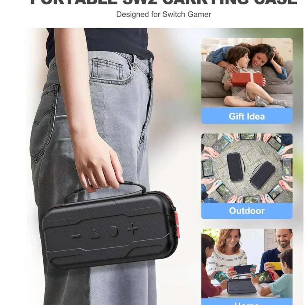 Nintendo Switch 2 Hard Shell Travel Case Black EVA Protective Carrying Case